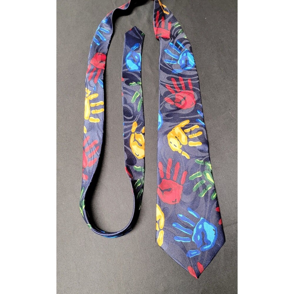 Steven Harris Mens Tie Necktie Black Red Green Blue Polyester 58.5 Long 3.5 Wide